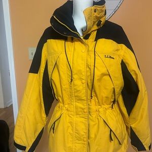 L.L. Bean Yellow and Black Hooded Jacket